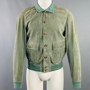 VALSTAR Size S Valstarino Sage Green Goat Suede Blouson Jacket